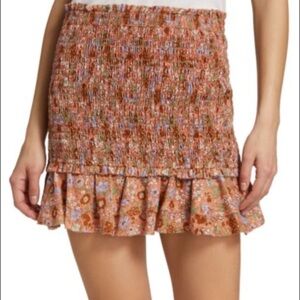 VERONICA BEARD Melodie Floral-Print Smocked Skirt Size 0